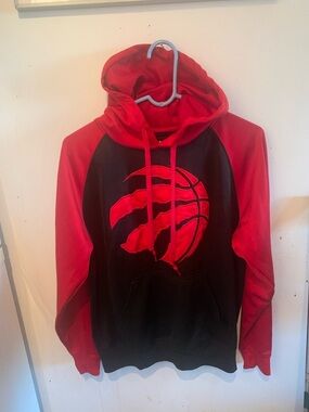 Sporty Unisex Red and Black Toronto Raptors Hoodie W/ Claw Basketball Logo SZ S